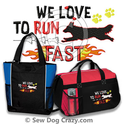 Embroidered Belgian Sheepdog Run Fast Bags