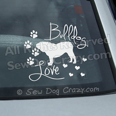English Bulldog Love Window Stickers