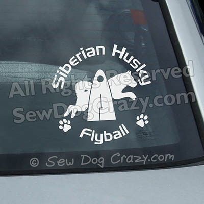 Flyball Siberian Husky Car Window Stickers
